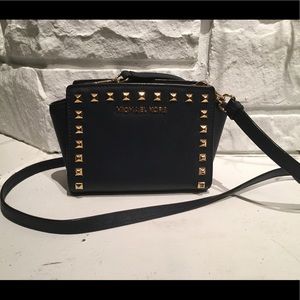 Michael Kors Selma Navy Studded Mini Crossbody